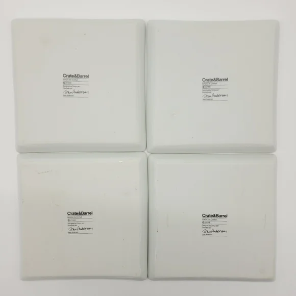 Crate & Barrel Appetizer Dessert Plates Holiday Set Of 4 Joan Anderson Square - Picture 3 of 13